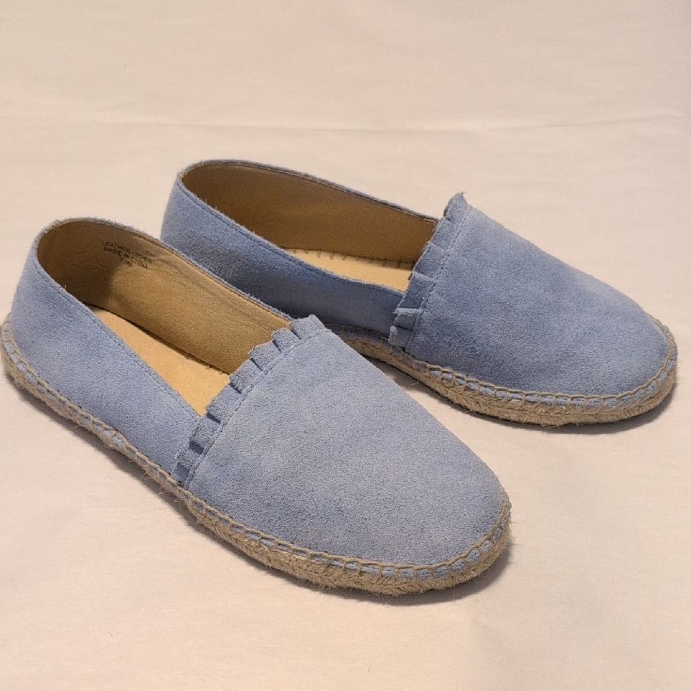 Talbots Izzy Espadrilles Light Blue Suede Flats Size 7.5